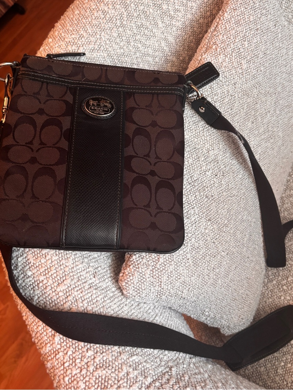 Coach Sutton Signature Crossbody Bag in black/brown jacquard canvas - C monogram
